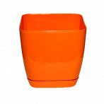 Кашпо пластиковое Тоскана квадрат 17 с поддоном (оранжевый)