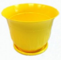 Кашпо пластиковое Нарцисс 0,45л с поддоном  желтый
