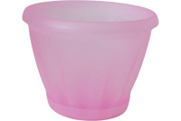 Кашпо пластиковое Знатный 18 (2л) с поддоном  розовый полупрозрачный