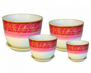 Кашпо Милан Листья красный 19см