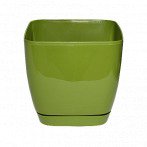 Кашпо пластиковое Тоскана квадрат 17 с поддоном (оливковый)