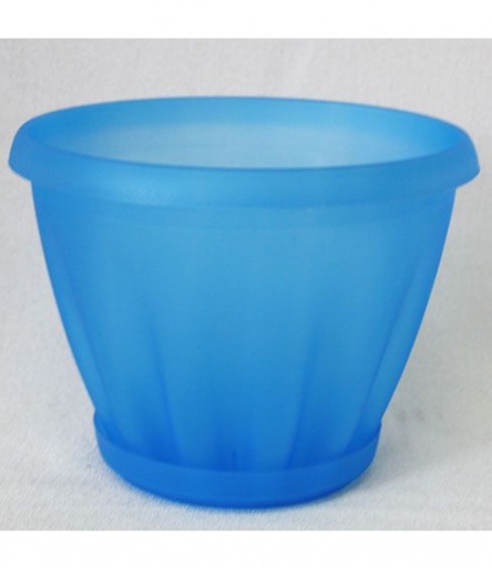 Кашпо пластиковое Знатный 18 (2л) с поддоном  синий полупрозрачный