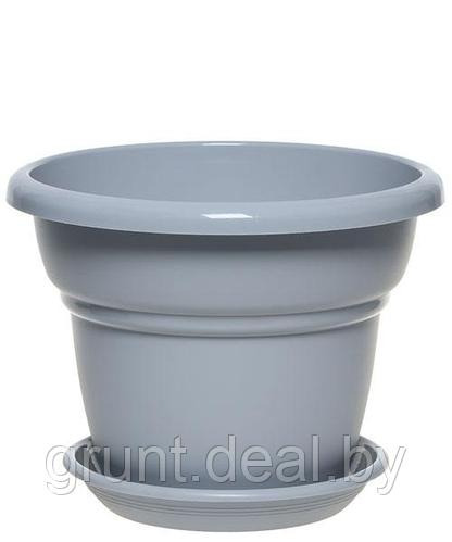 Кашпо пластиковое Милано д.25  4,5л  с поддоном (серый)
