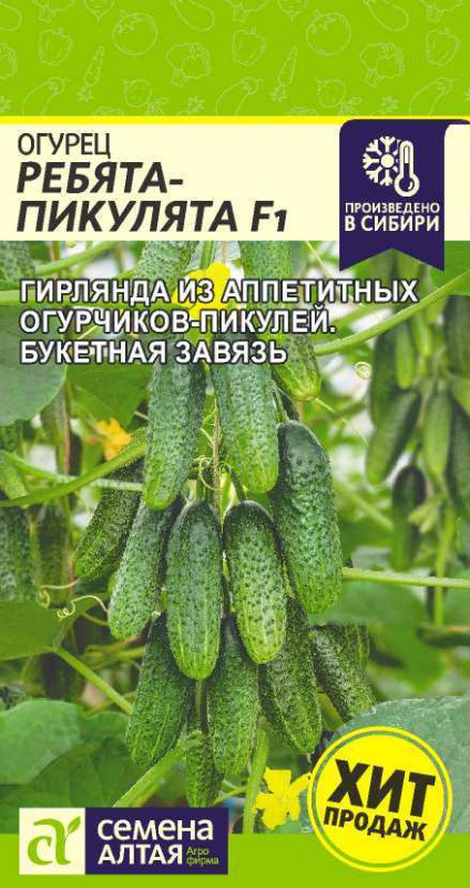 Огурец Ребята-Пикулята Сем.Алтая цв.п. 5 шт.(раннесп.,гирлянда из огурчиков-пикулей,букетная завязь