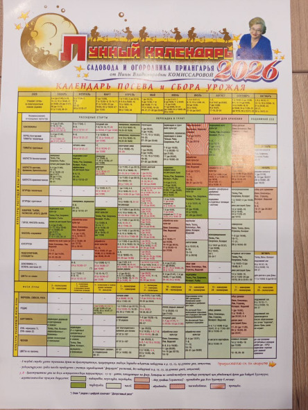 Лунный календарь 2026 г листовой Комиссаровой