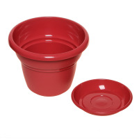 Кашпо пластиковое Милано д.25  4,5л  с поддоном (красный)