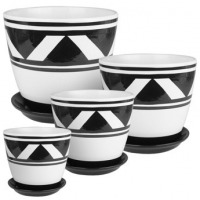 Кашпо Бутон Роспись (162) геометрика дуэт ч/б 21см