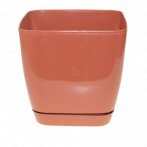 Кашпо пластиковое Тоскана квадрат 17 с поддоном (терра) - уменьшеная