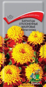 Цв.Бархатцы отклон. махровые Желтая головка Поиск 0,4гр (20-25см) - уменьшеная